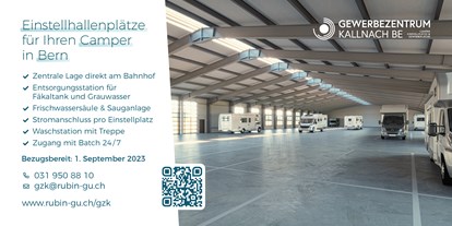 Abstellplatz - Schweiz - Einstellhallenplatz für Camper, Wohnmobile und Autos mit vielen Extras!