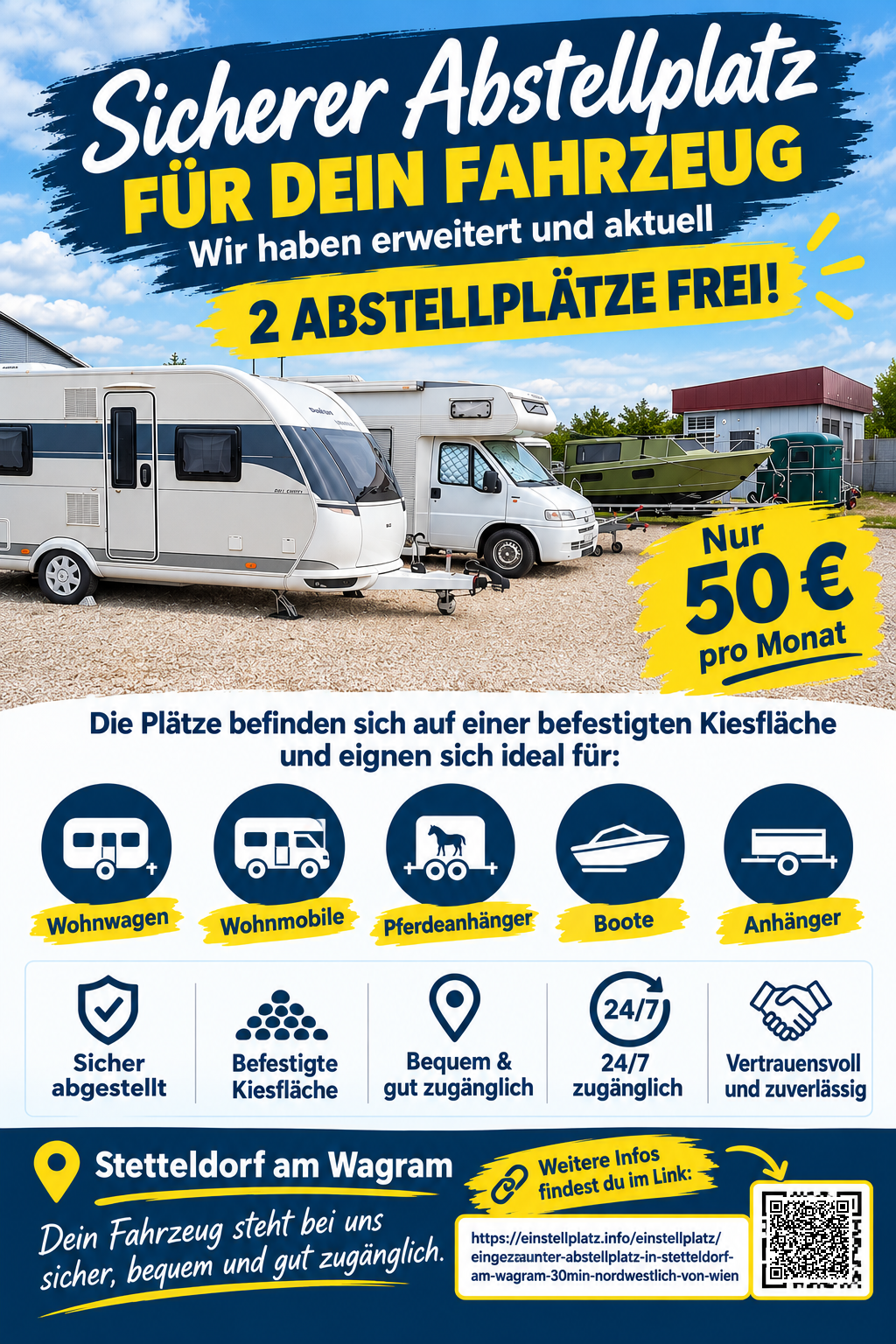 Einstellplatz - Eingezäunter Abstellplatz in Stetteldorf am Wagram, 30min Nordwestlich von Wien