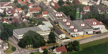 Abstellplatz - geeignet für: Autos - Hier sieht man unsere Hallen 1-8 von oben - Drexel-Mietpark zwischen Augsburg und München