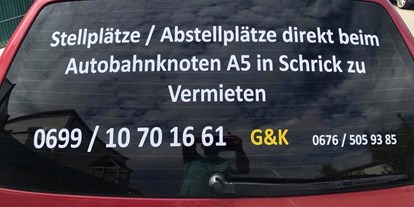 Abstellplatz - geeignet für: Wohnwagen - Österreich - Schrick direkt an der A5 - ca.30 km von Wien