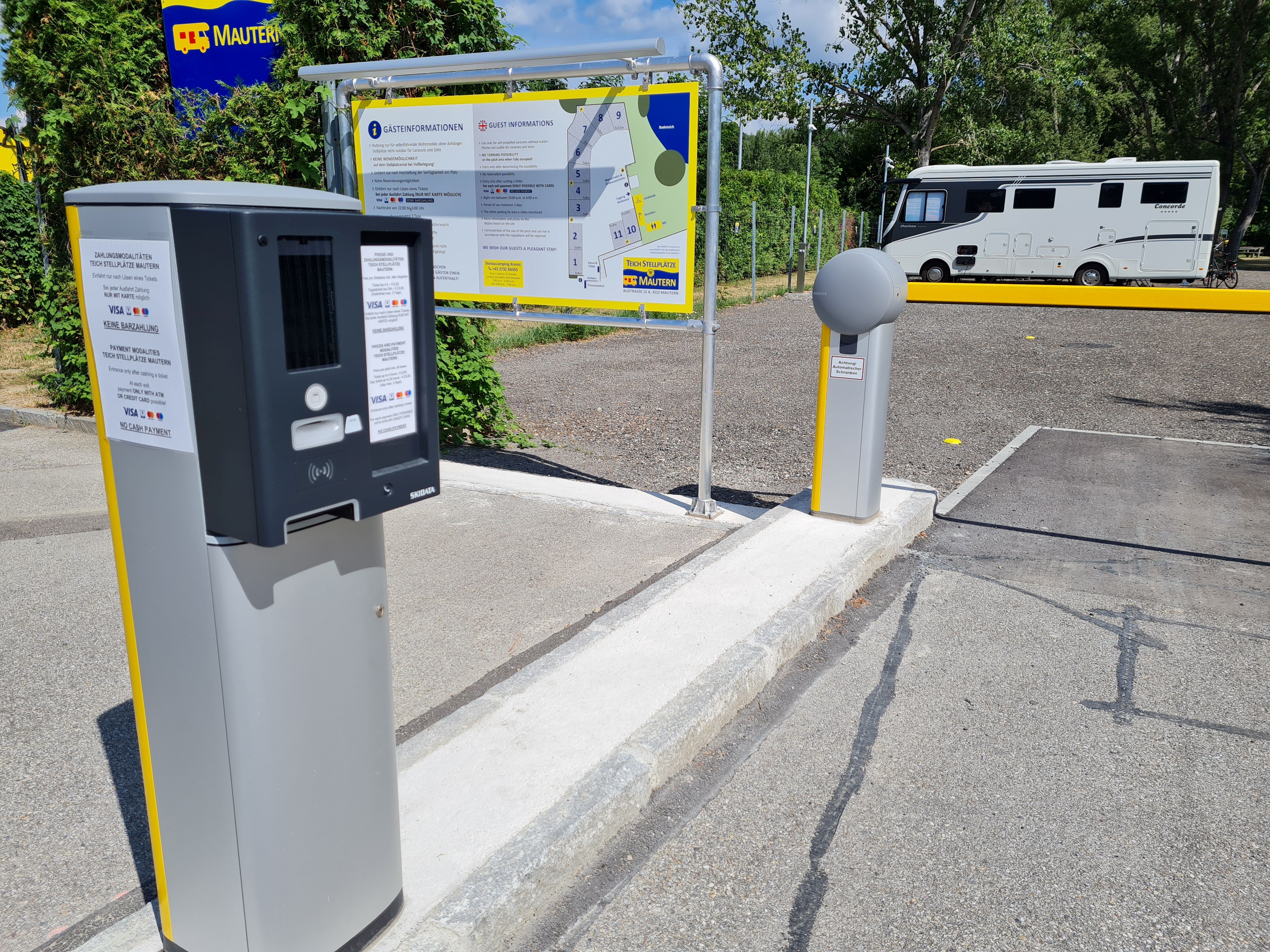 Abstellplatz - Niederösterreich - Ticketsäule - Teich Stellplätze Mautern
